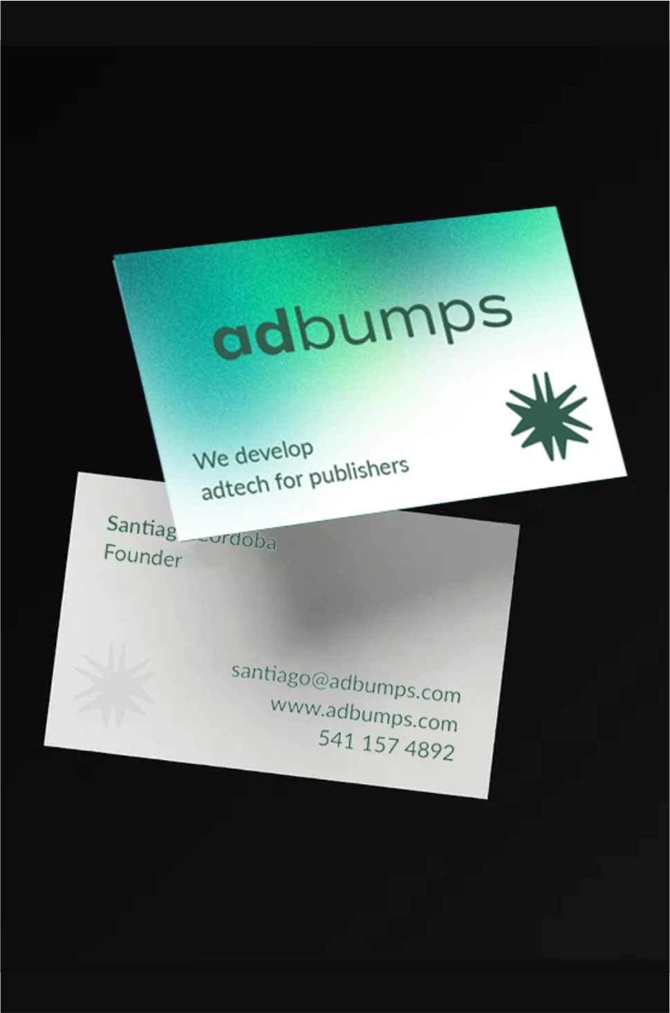 Tarjetas de Adbumps sobre fondo negro