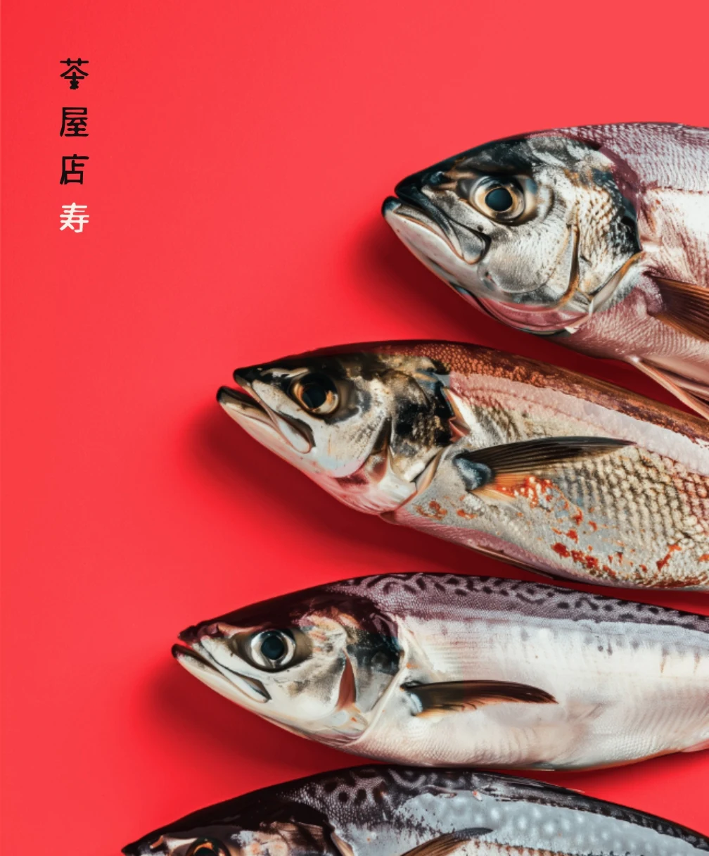 Dirección visual de Akira con pescado fresco sobre fondo Spice
