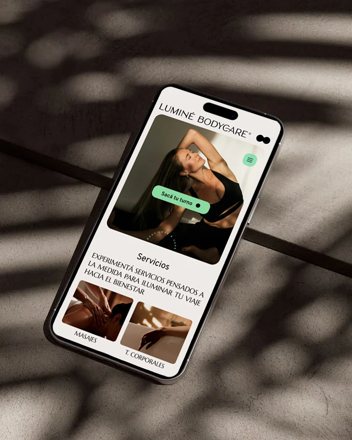 Experiencia web mobile de Luminé Bodycare