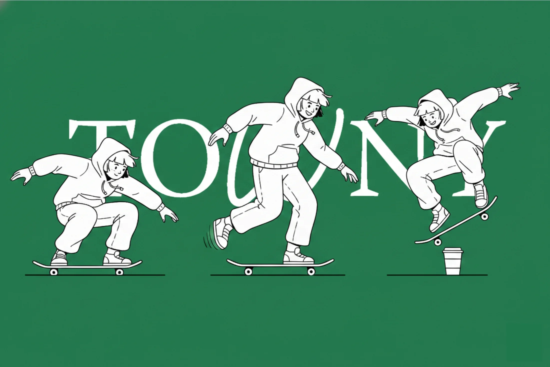 Ilustraciones de la identidad visual Towny