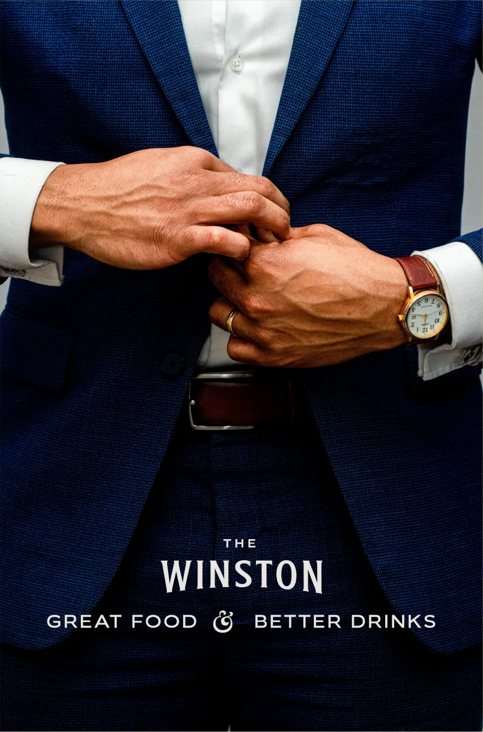 Pieza de campaña de Winston con el mensaje Great Food & Better Drinks
